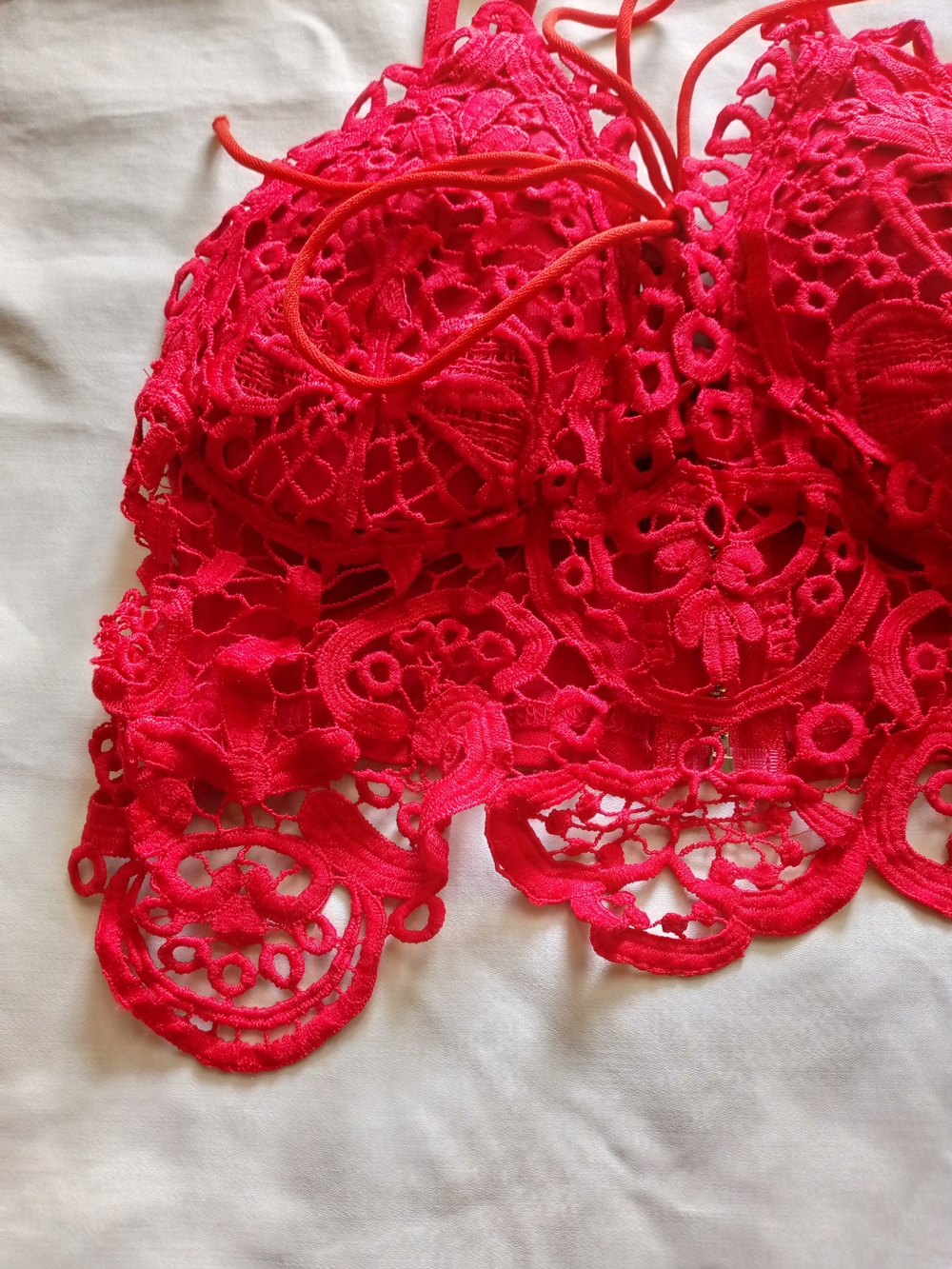 Red Crochet Lace Bralette Top